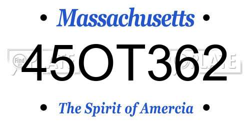 45OT362 Massachusetts License Plate