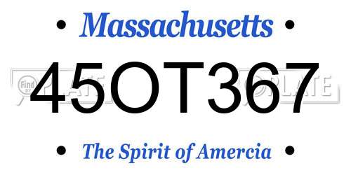 45OT367 Massachusetts License Plate