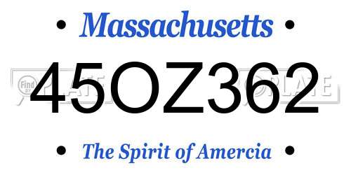 45OZ362 Massachusetts License Plate