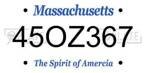 45OZ367 Massachusetts License Plate