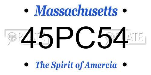 45PC54 Massachusetts License Plate
