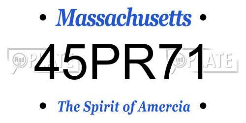 45PR71 Massachusetts License Plate