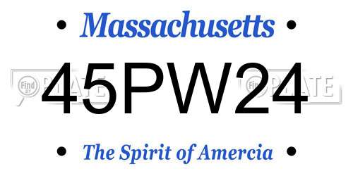45PW24 Massachusetts License Plate