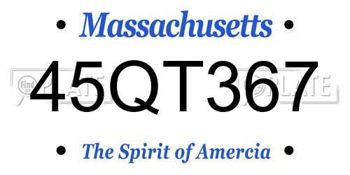 45QT367 Massachusetts License Plate