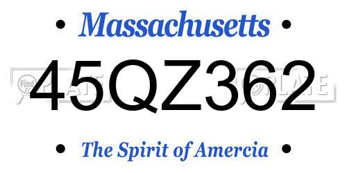 45QZ362 Massachusetts License Plate