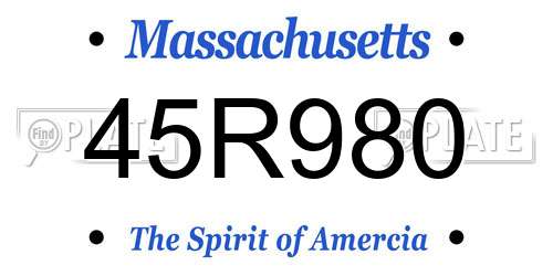 45R980 Massachusetts License Plate