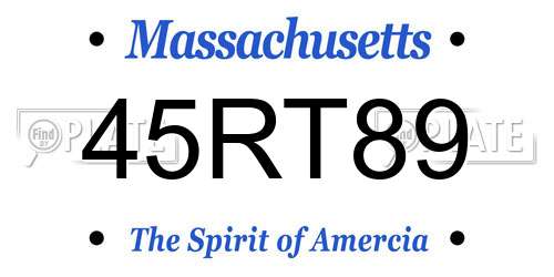 45RT89 Massachusetts License Plate