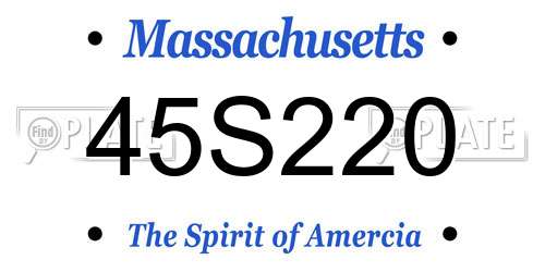 45S220 Massachusetts License Plate