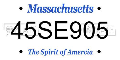 45SE905 Massachusetts License Plate