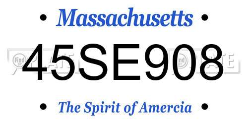 45SE908 Massachusetts License Plate