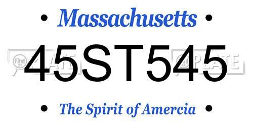 45ST545 Massachusetts License Plate
