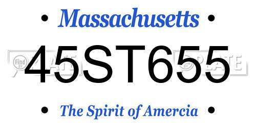 45ST655 Massachusetts License Plate