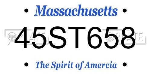 45ST658 Massachusetts License Plate