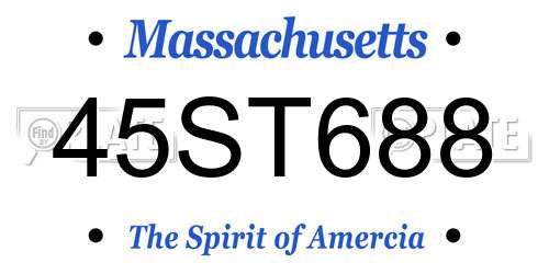 45ST688 Massachusetts License Plate