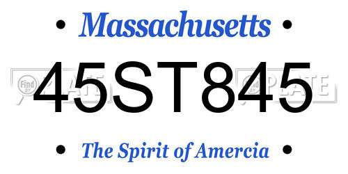 45ST845 Massachusetts License Plate