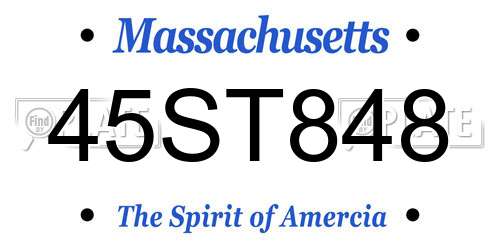 45ST848 Massachusetts License Plate