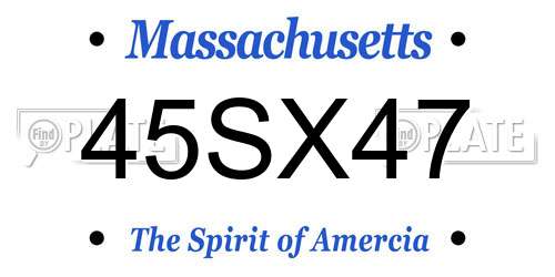 45SX47 Massachusetts License Plate