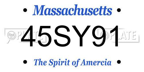 45SY91 Massachusetts License Plate