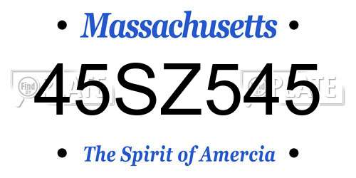 45SZ545 Massachusetts License Plate