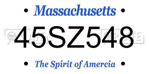 45SZ548 Massachusetts License Plate