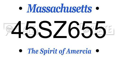 45SZ655 Massachusetts License Plate