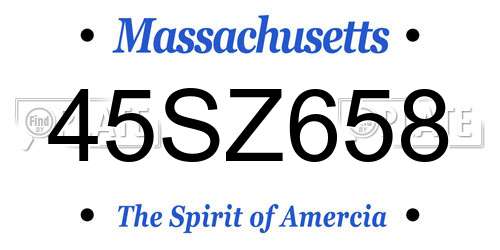 45SZ658 Massachusetts License Plate