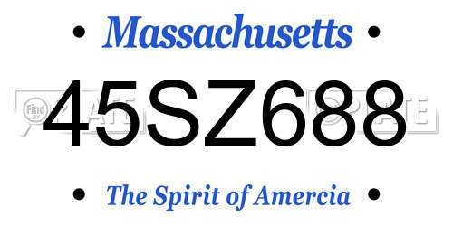 45SZ688 Massachusetts License Plate
