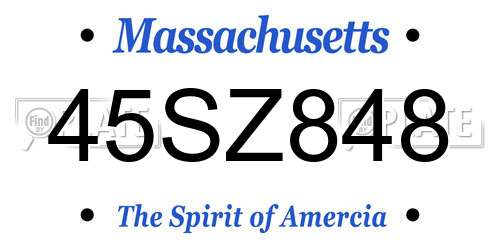 45SZ848 Massachusetts License Plate