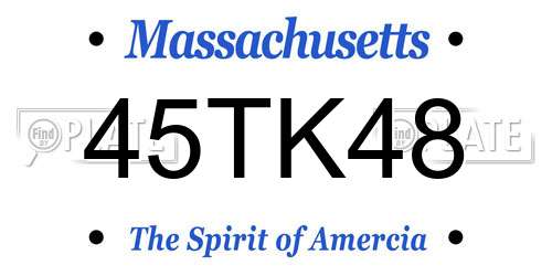 45TK48 Massachusetts License Plate