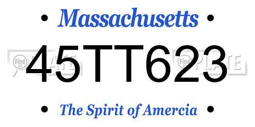 45TT623 Massachusetts License Plate