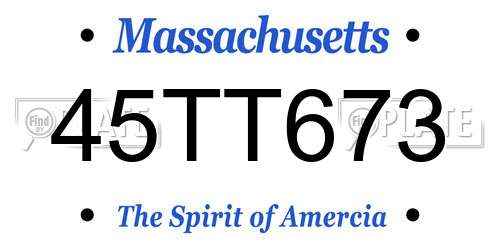 45TT673 Massachusetts License Plate