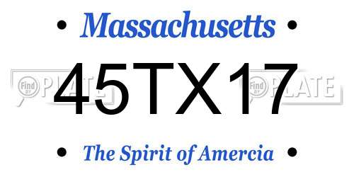 45TX17 Massachusetts License Plate