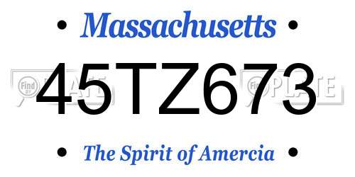 45TZ673 Massachusetts License Plate