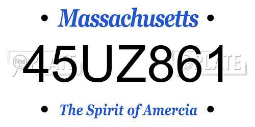 45UZ861 Massachusetts License Plate