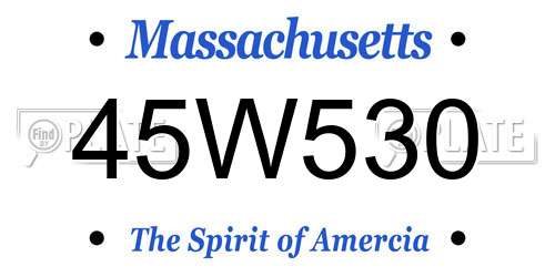 45W530 Massachusetts License Plate