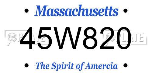 45W820 Massachusetts License Plate