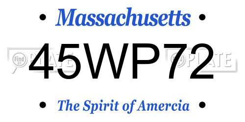 45WP72 Massachusetts License Plate