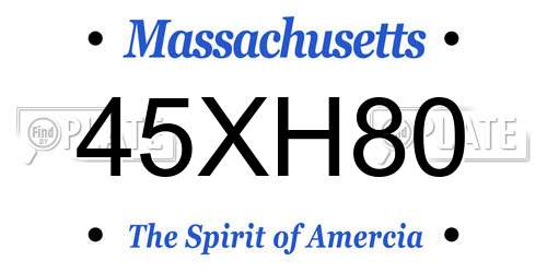 45XH80 Massachusetts License Plate