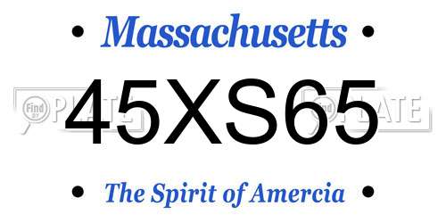 45XS65 Massachusetts License Plate