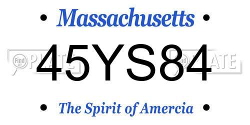 45YS84 Massachusetts License Plate