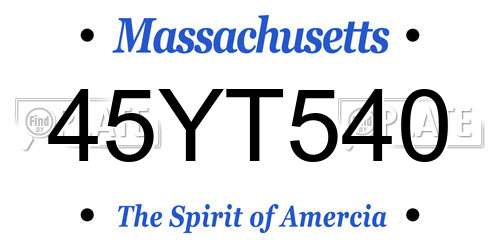 45YT540 Massachusetts License Plate