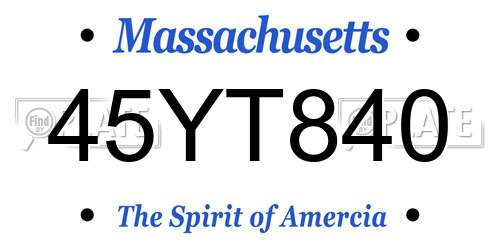 45YT840 Massachusetts License Plate