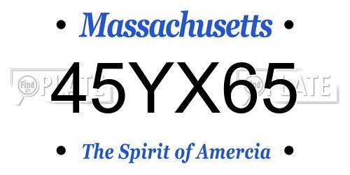 45YX65 Massachusetts License Plate