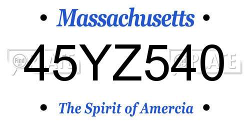 45YZ540 Massachusetts License Plate
