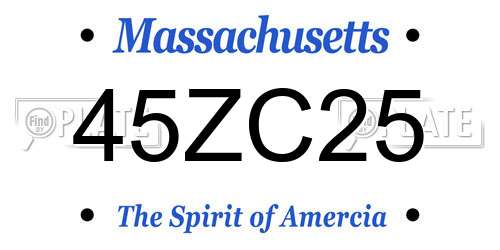 45ZC25 Massachusetts License Plate