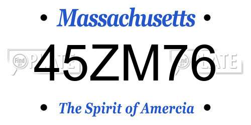 45ZM76 Massachusetts License Plate