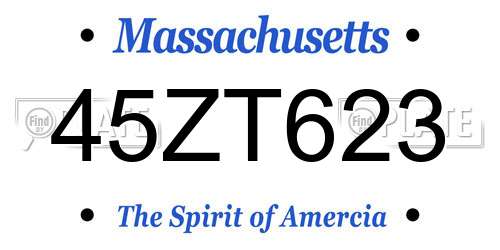 45ZT623 Massachusetts License Plate