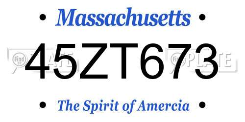 45ZT673 Massachusetts License Plate