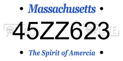 45ZZ623 Massachusetts License Plate
