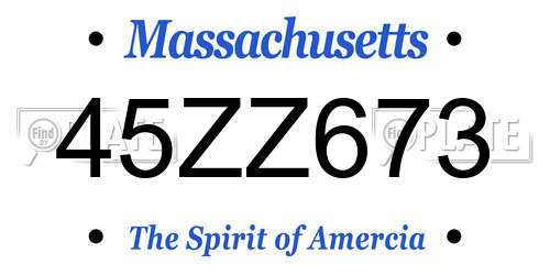 45ZZ673 Massachusetts License Plate